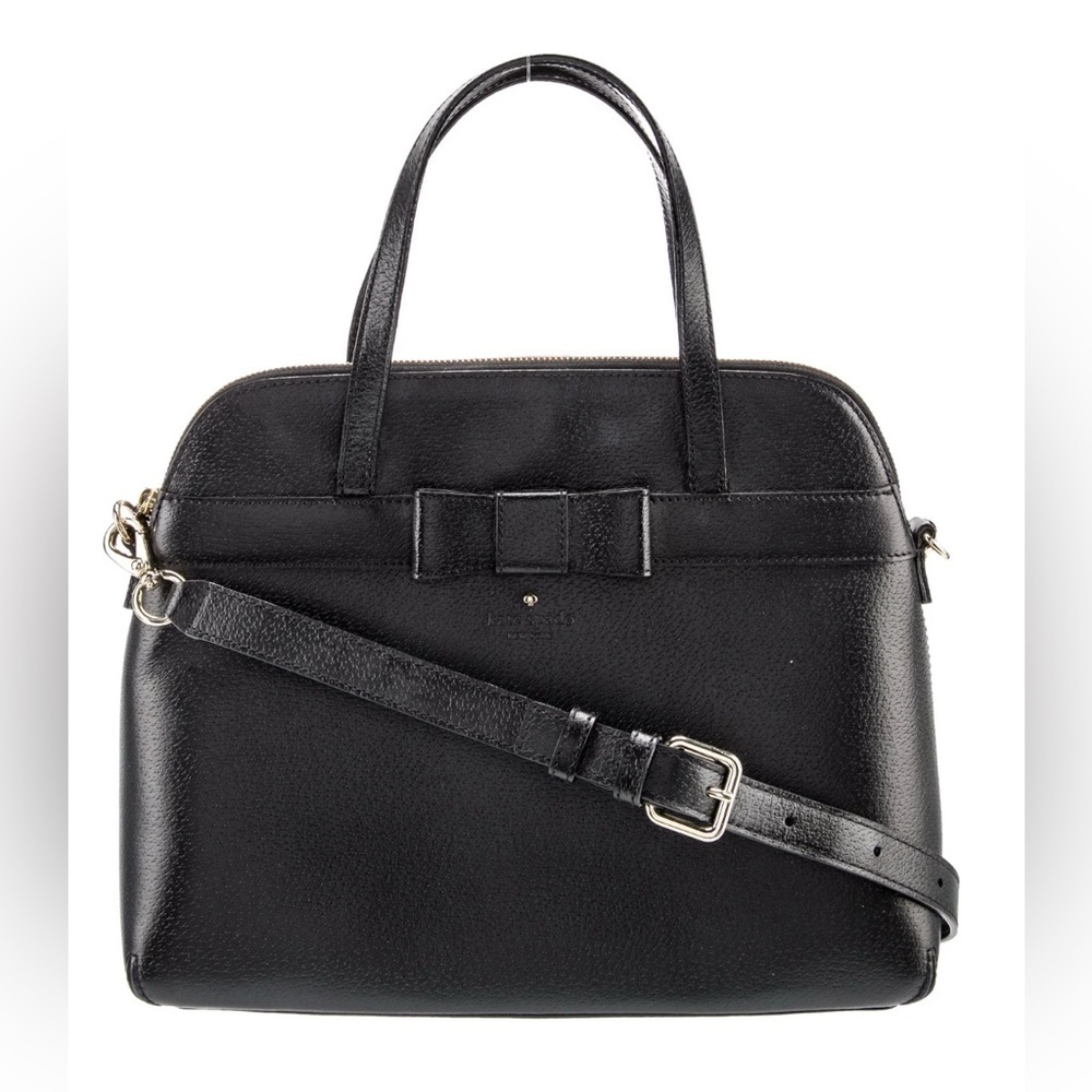 Kate Spade New York Black Bow Saffiano Leather Julita Kirk Park Satchel Bag